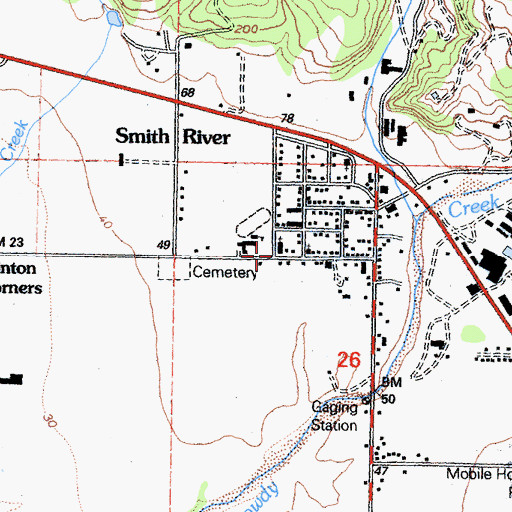 Topographic Map of Smith River United Methodist Church, CA