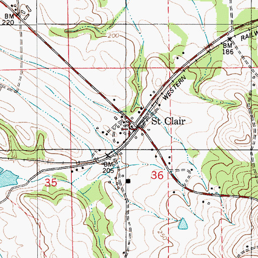 Topographic Map of Saint Clair Post Office, AL