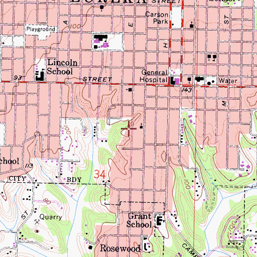 Topographic Map of Calvary Baptist Church, CA