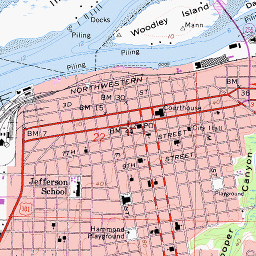 Topographic Map of Downtown Eureka Post Office, CA