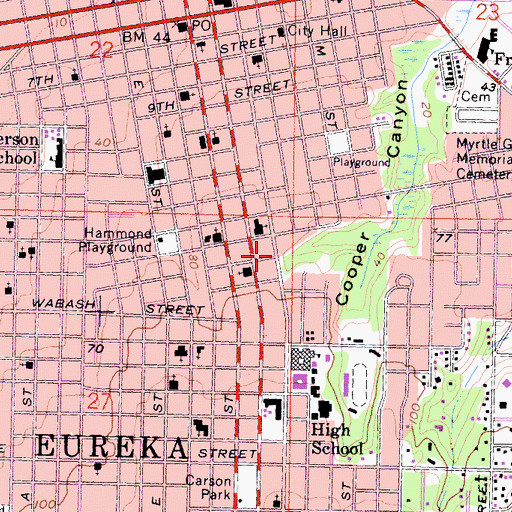Topographic Map of Eureka Womans Club, CA