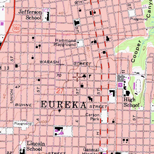 Topographic Map of First Baptist Church, CA