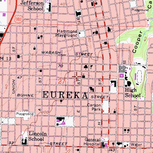 Topographic Map of First Church of the Nazarene, CA