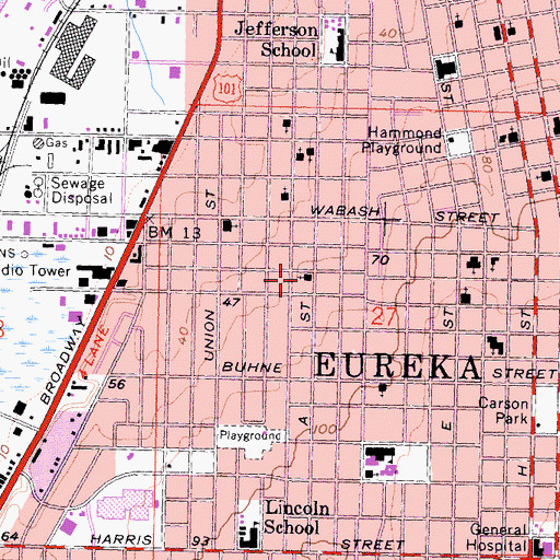 Topographic Map of Foursquare Gospel Church, CA