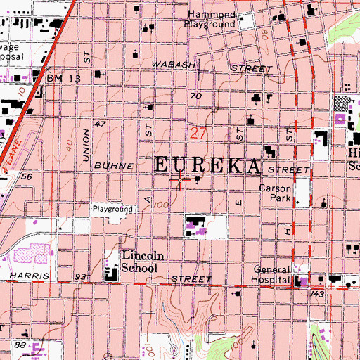 Topographic Map of Grace Baptist Church, CA