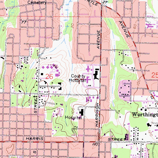 Topographic Map of Humboldt County Nursing Home, CA