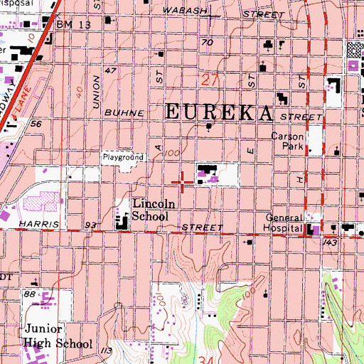 Topographic Map of Saint Josephs Catholic Church, CA