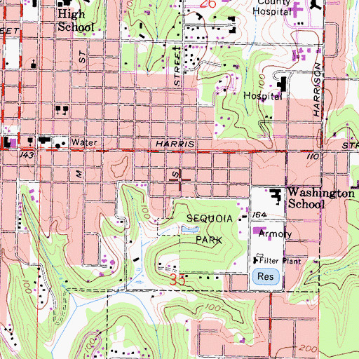 Topographic Map of Temple Beth El, CA