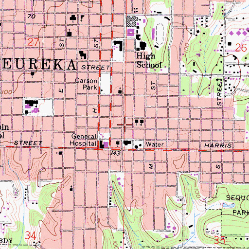 Topographic Map of Trinity Lutheran Church, CA