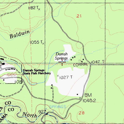 Topographic Map of Darrah Springs, CA