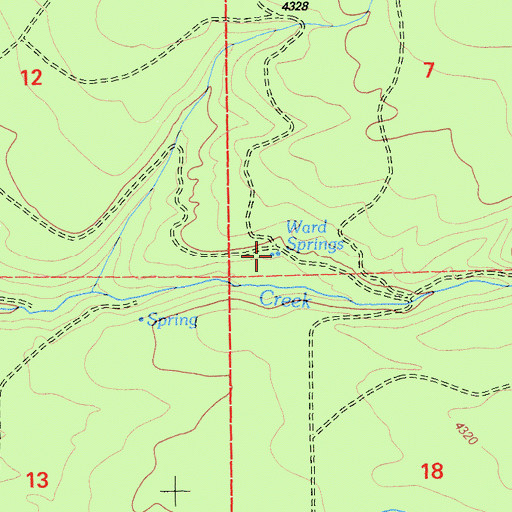 Topographic Map of Ward Springs, CA