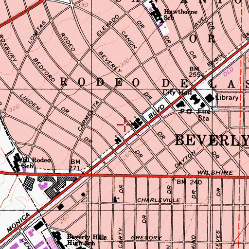 Topographic Map of All Saints Episcopal Church, CA