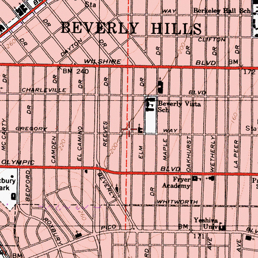 Topographic Map of Beverly Vista Community Church, CA