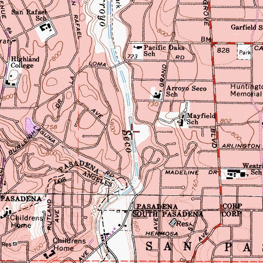 Topographic Map of Busch Gardens, CA