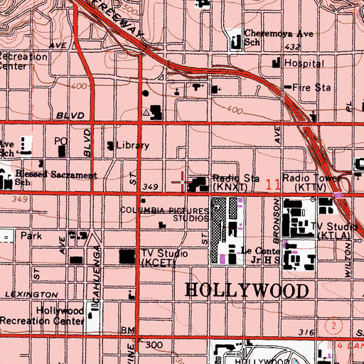 Topographic Map of Columbia Square, CA