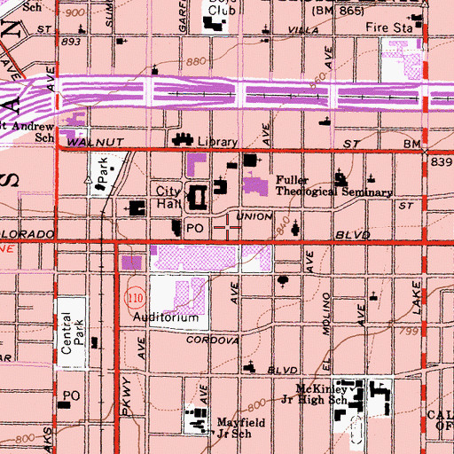 Topographic Map of Grace Nicholson Art Gallery, CA