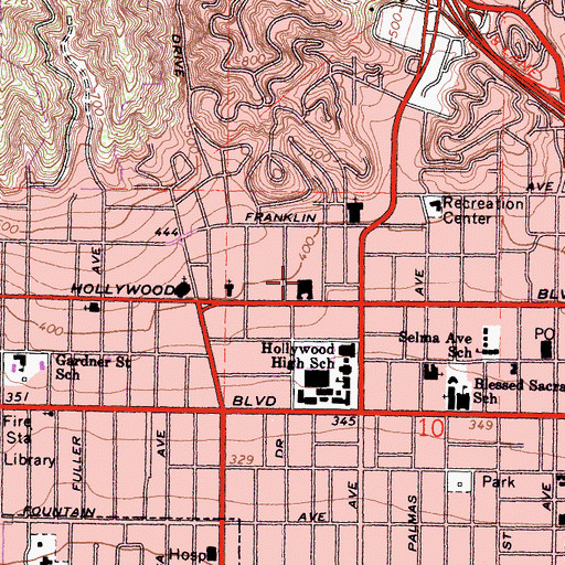 Topographic Map of Graumans Chinese Theatre, CA