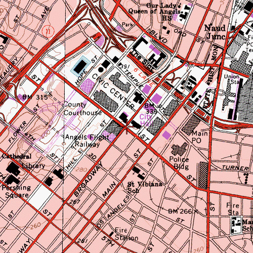 Topographic Map of California State Building, CA