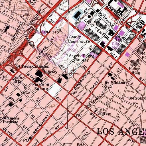 Topographic Map of Grand Central Market, CA