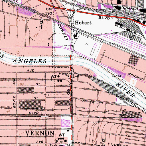 Topographic Map of Los Angeles Union Stock Yards (historical), CA