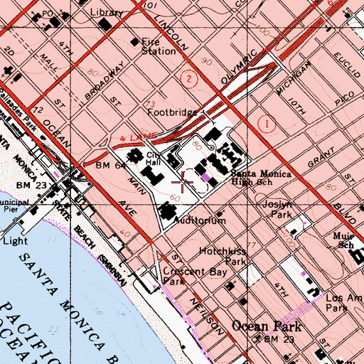 Topographic Map of Memorial Open Air Theatre, CA