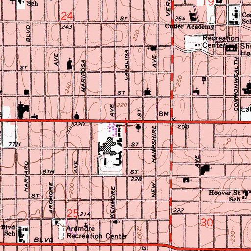 Topographic Map of Immanuel Presbyterian Church, CA