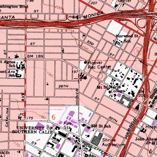 Topographic Map of Second Church of Christ Scientist, CA