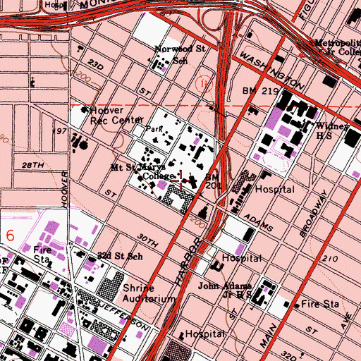 Topographic Map of Saint Vincent De Paul Roman Catholic Church, CA