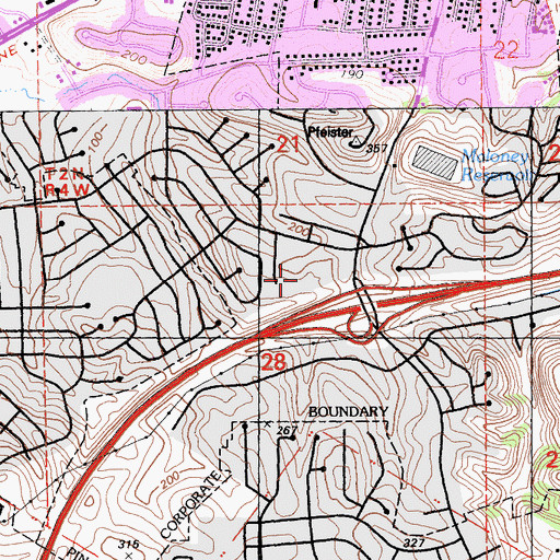 Topographic Map of Appian Eighty Shopping Center, CA