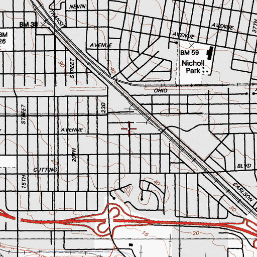 Topographic Map of Boorman Park, CA