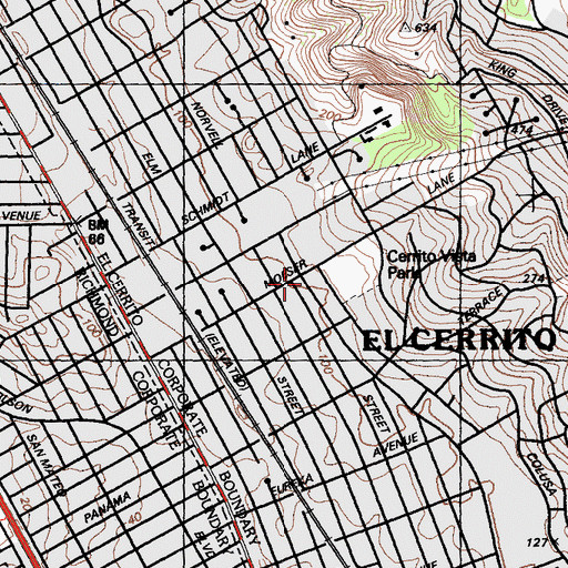 Topographic Map of Contra Costa Civic Theatre, CA