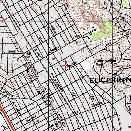 Topographic Map of El Cerrito Community Swim Center, CA