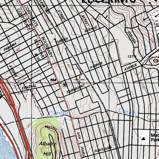Topographic Map of El Cerrito Plaza Station, CA