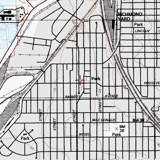 Topographic Map of Elm Park, CA