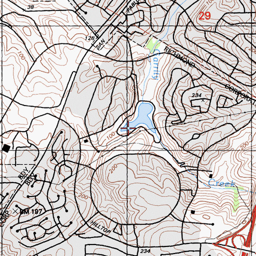 Topographic Map of Hilltop Lake Park, CA