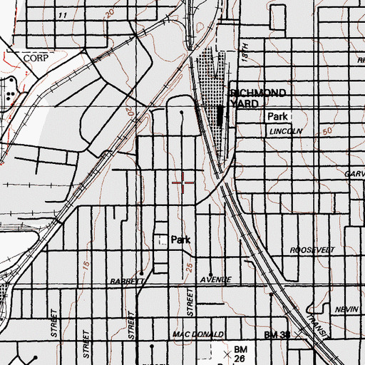 Topographic Map of Lucas Park, CA