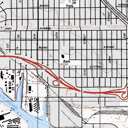 Topographic Map of M L King Memorial Park, CA