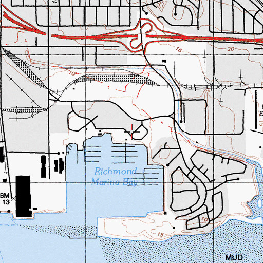 Topographic Map of Marina Park, CA