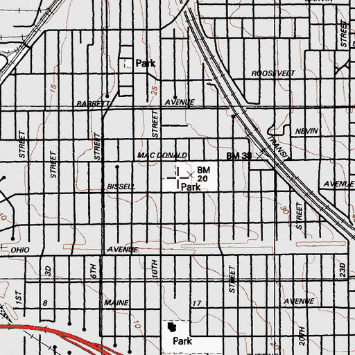 Topographic Map of Memorial Park, CA