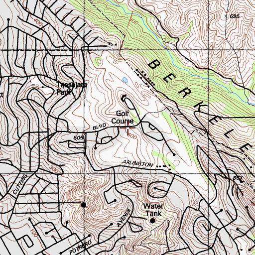 Topographic Map of Mira Vista Country Club, CA