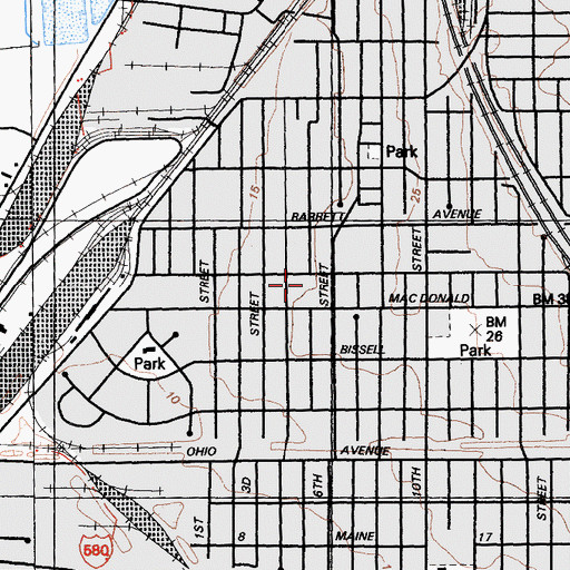 Topographic Map of Nevin Park, CA