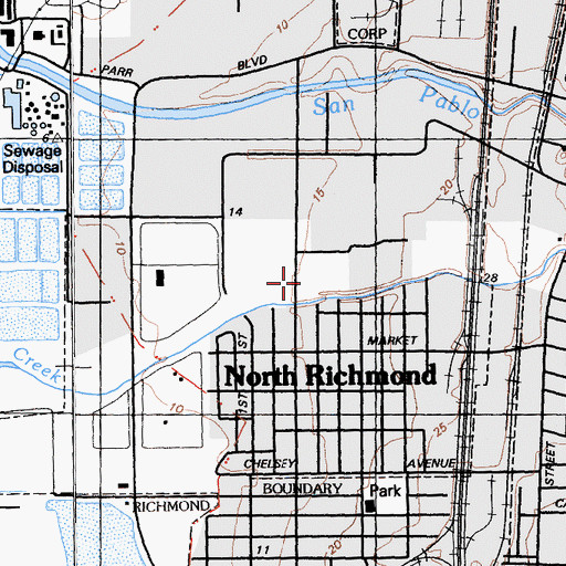 Topographic Map of North Richmond Ballpark, CA
