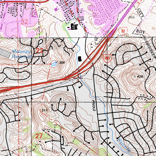 Topographic Map of Pinole Valley Shopping Center, CA