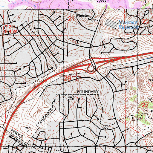 Topographic Map of Pinole Vista Shopping Center, CA