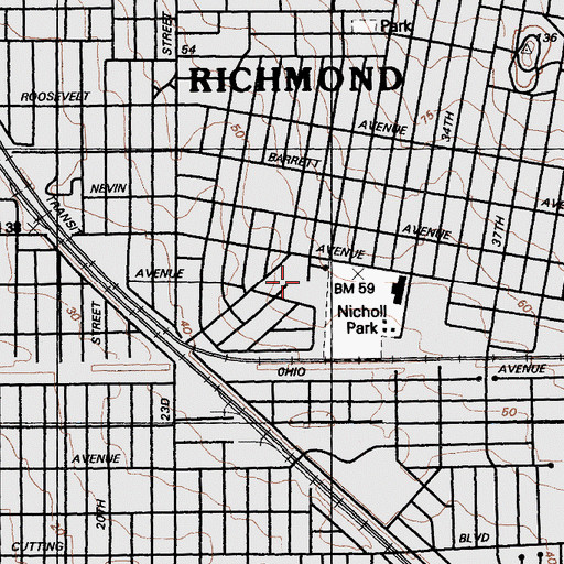 Topographic Map of Saint Cornelius Catholic School, CA