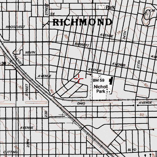 Topographic Map of Saint Cornelius Catholic School, CA