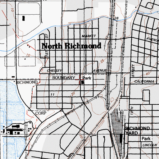 Topographic Map of Shields-Reid Park, CA