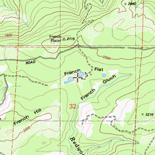 Topographic Map of French Hill, CA