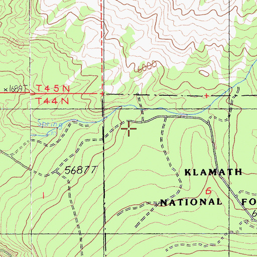 Topographic Map of Bearwallow Spring, CA