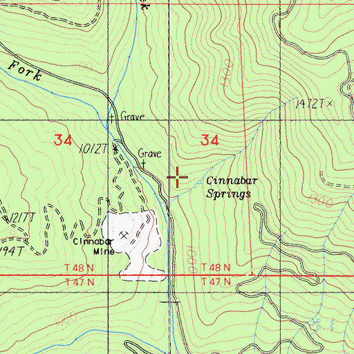 Topographic Map of Cinnabar Springs (historical), CA